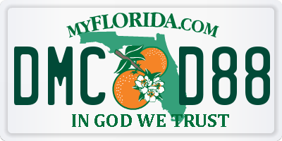 FL license plate DMCD88