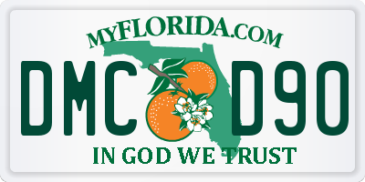 FL license plate DMCD90