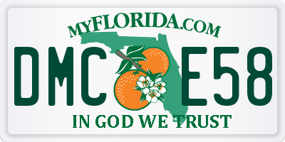 FL license plate DMCE58