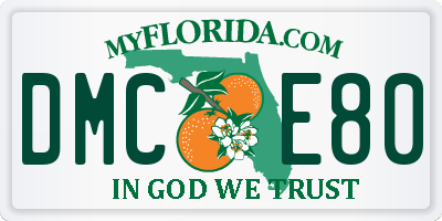 FL license plate DMCE80