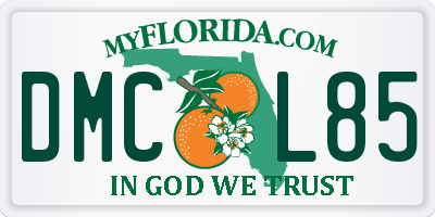 FL license plate DMCL85