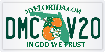 FL license plate DMCV20