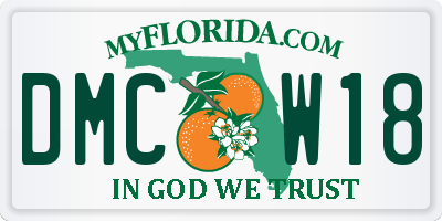 FL license plate DMCW18