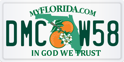 FL license plate DMCW58