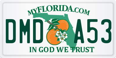 FL license plate DMDA53
