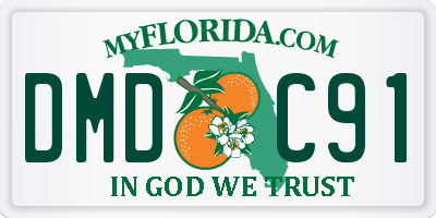 FL license plate DMDC91