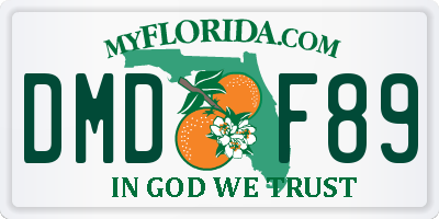 FL license plate DMDF89