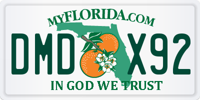 FL license plate DMDX92