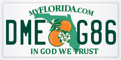 FL license plate DMEG86