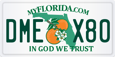 FL license plate DMEX80