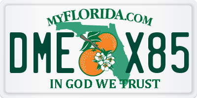FL license plate DMEX85