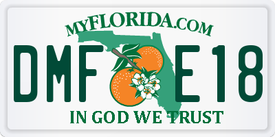 FL license plate DMFE18