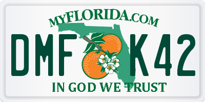 FL license plate DMFK42