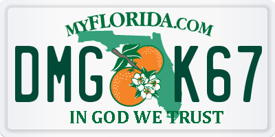 FL license plate DMGK67