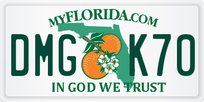 FL license plate DMGK70