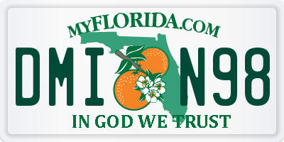 FL license plate DMIN98
