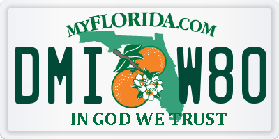 FL license plate DMIW80
