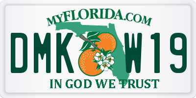 FL license plate DMKW19