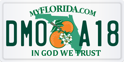 FL license plate DMOA18