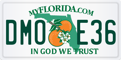 FL license plate DMOE36