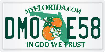 FL license plate DMOE58