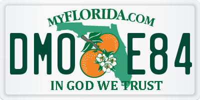 FL license plate DMOE84
