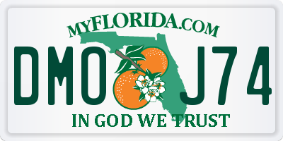 FL license plate DMOJ74