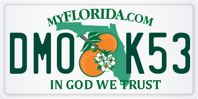 FL license plate DMOK53