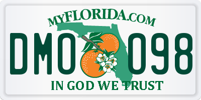 FL license plate DMOO98