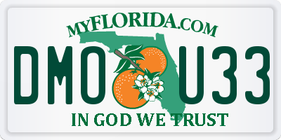 FL license plate DMOU33