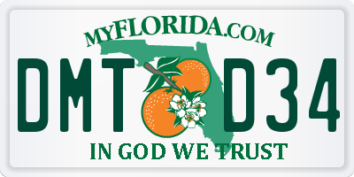 FL license plate DMTD34