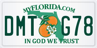 FL license plate DMTG78