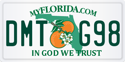 FL license plate DMTG98