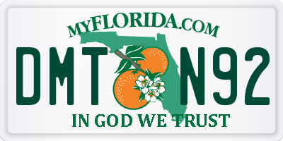 FL license plate DMTN92
