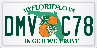 FL license plate DMVC78