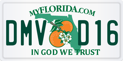 FL license plate DMVD16