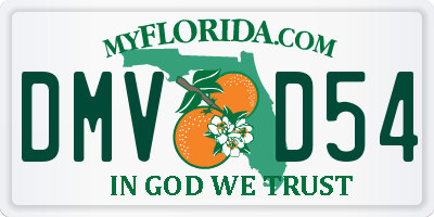 FL license plate DMVD54