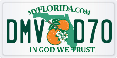 FL license plate DMVD70