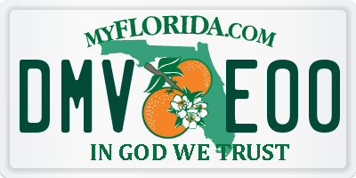 FL license plate DMVE00