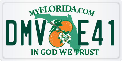 FL license plate DMVE41