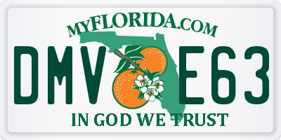 FL license plate DMVE63