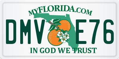 FL license plate DMVE76