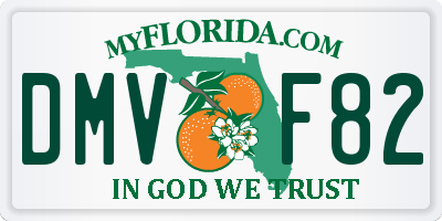 FL license plate DMVF82