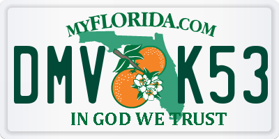 FL license plate DMVK53