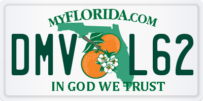 FL license plate DMVL62