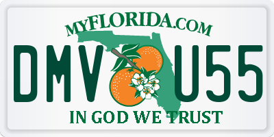 FL license plate DMVU55