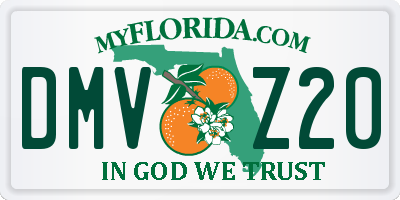 FL license plate DMVZ20