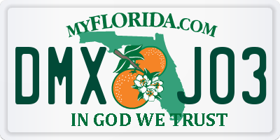 FL license plate DMXJ03