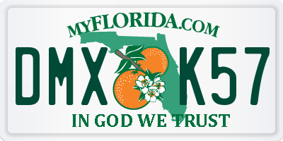 FL license plate DMXK57