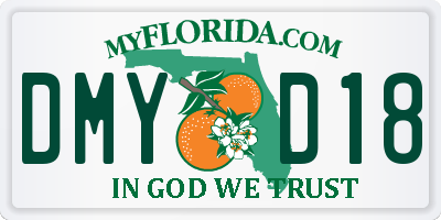 FL license plate DMYD18